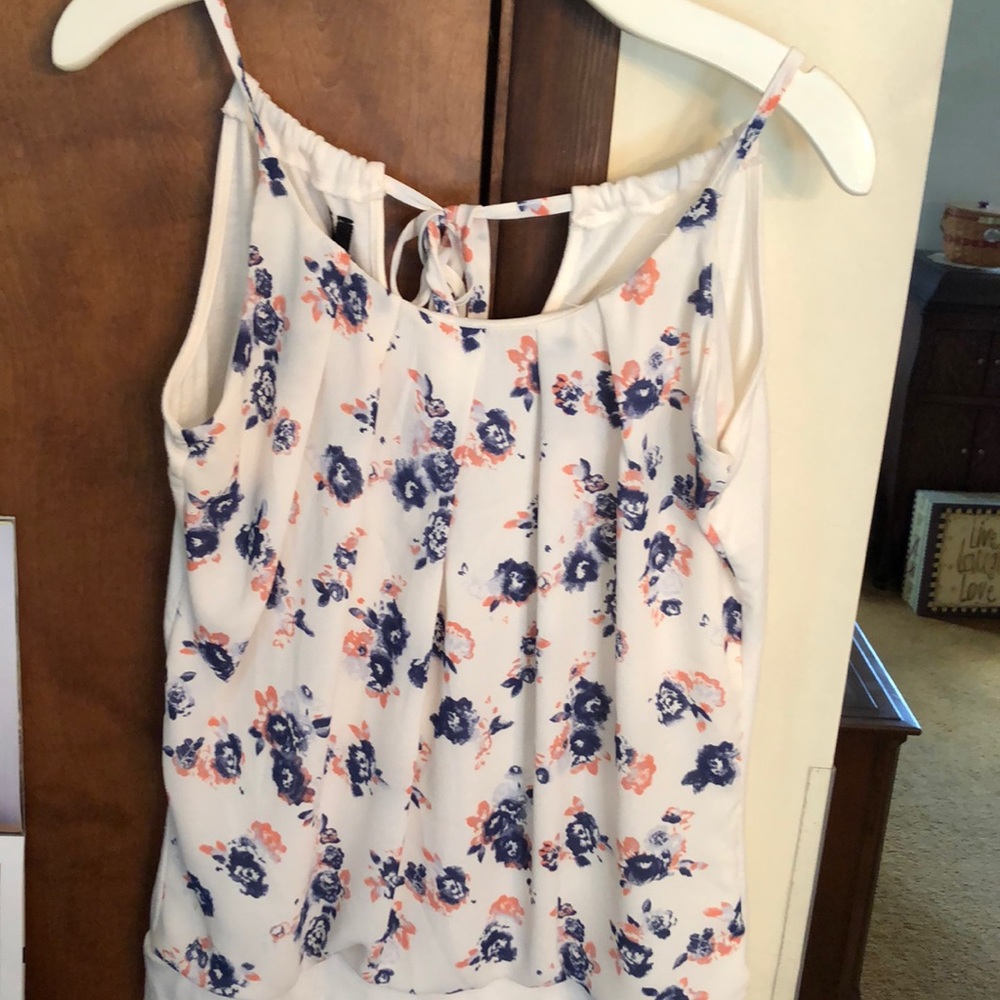 Maurices White Floral Print Spaghetti Strap Tank Top